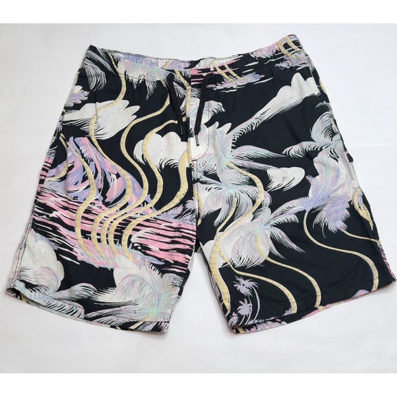 H&M Linen Cotton Blend Shorts Mens Large Relaxed Fit‎ Tropical Hawaiian Printed - Picture 2 of 12